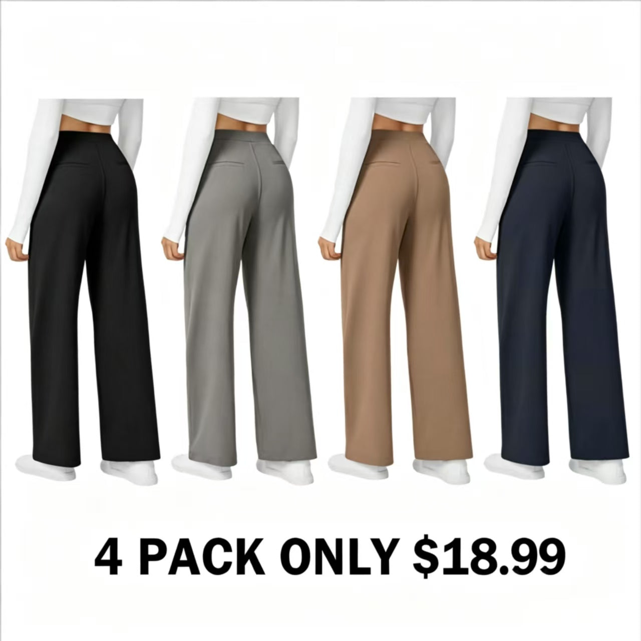 High Waisted Pocket Straight Leg Work Pants