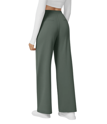 High Waisted Pocket Straight Leg Work Pants